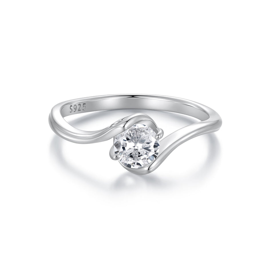 925 Sterling Silver 5mm Moissanite Ring for Women