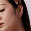 925 Sterling Silver Earrings with CZ in White Gold Plating - 1.4x1.2cm for Women