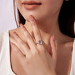 925 Sterling Silver Pavé Setting CZ White Gold Plated Ring with Transparent Glass for Women