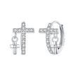 925 Sterling Silver Earrings with Pavé Setting CZ in White Gold, Size 13*8mm for Women