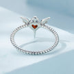 925 Sterling Silver Oxidized CZ Pendant Ring Size 6 for Women