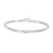 925 Sterling Silver Bracelet with Pavé Setting CZ, Platinum Plated, 14.5+3cm, for Women