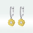 S925 Sterling Silver Plated Gold Pavé Setting CZ Earrings