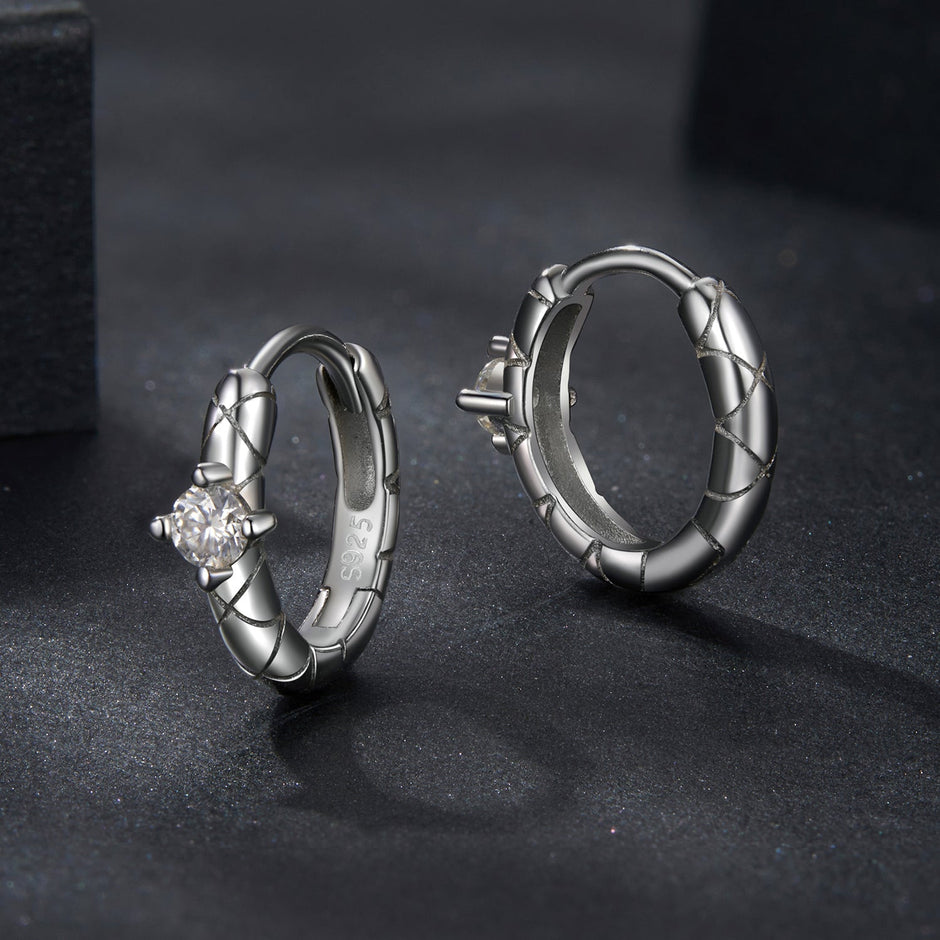 925 Sterling Silver Moissanite Earrings 1.3cm for Women