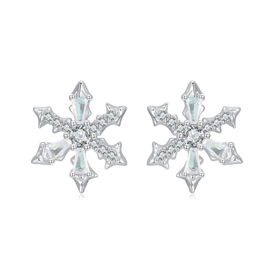 925 Sterling Silver Earrings with Plated White Gold and CZ