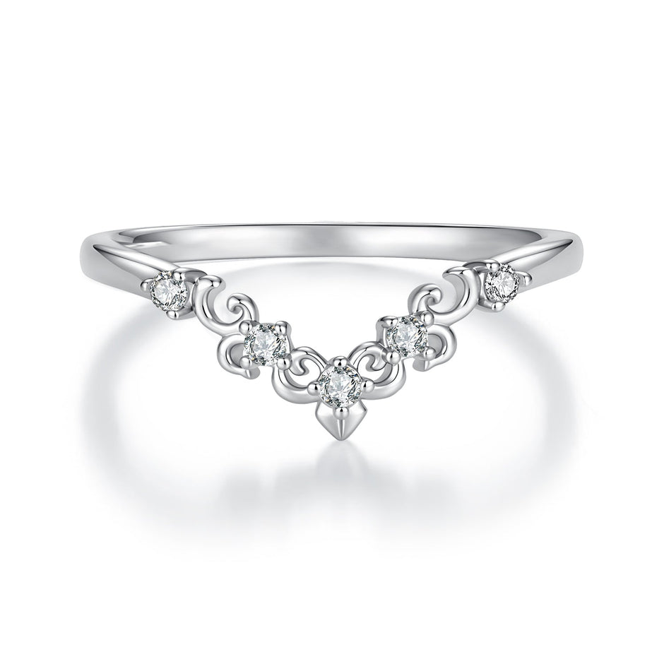 925 Sterling Silver White Gold Plated Moissanite Size 6 Ring for Women