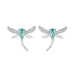 925 Sterling Silver Earrings with CZ and Glass, 12x14mm, for Women