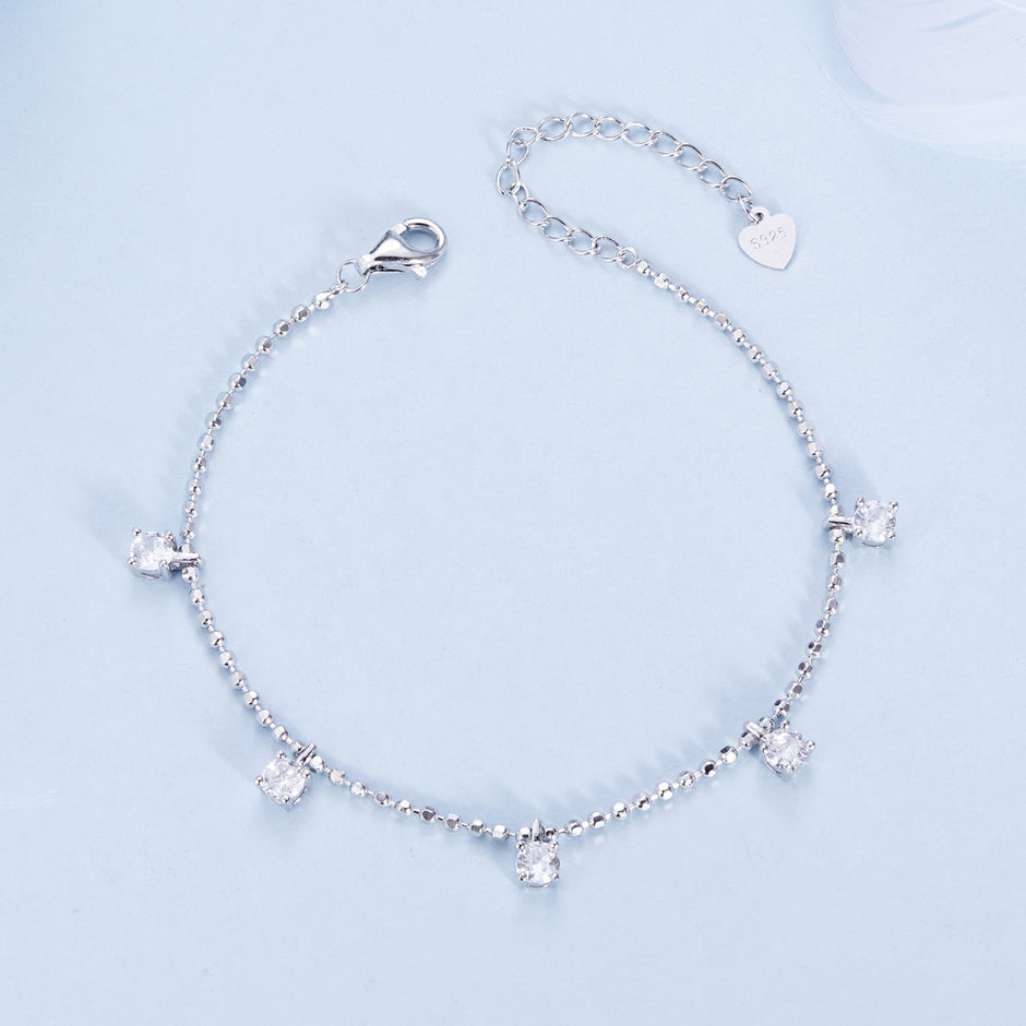 925 Sterling Silver Plated Platinum CZ Bracelet for Women