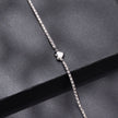 925 Sterling Silver Moissanite Heart Bracelet for Women - Silver - 15+6cm Length, 0.3cm Thickness