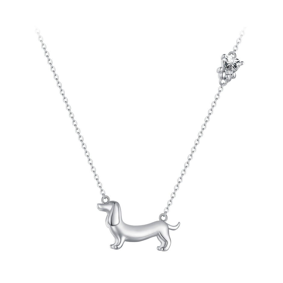 925 Sterling Silver Necklace with CZ Pendant, 450mm Length, Platinum Plated, for Women