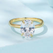 925 Sterling Silver 3.5 Carat Oval Zircon Ring with White Gold Plating for Women