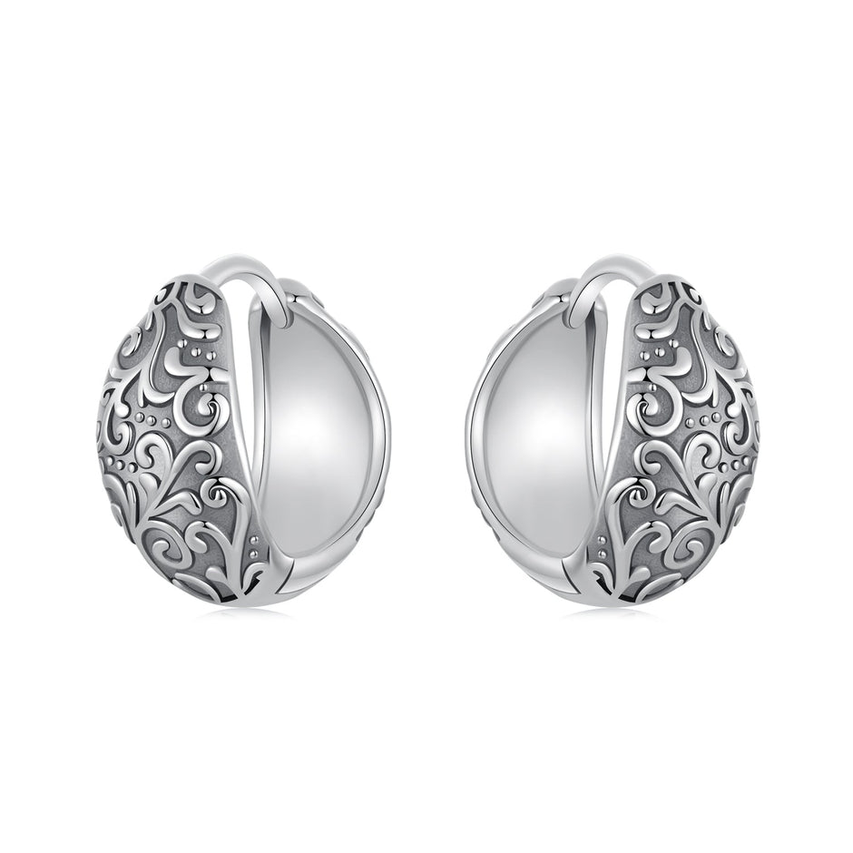 925 Sterling Silver Oxidized Silver Earrings 1.2*0.6cm for Women