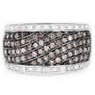 0.87 Carat Genuine Champagne Diamond and White Diamond .925 Sterling Silver Ring