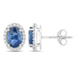 2.16 Carat Genuine Blue Sapphire and White Diamond 14K White Gold Earrings