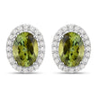 1.92 Carat Genuine Green Tourmaline and White Diamond 14K White Gold Earrings