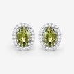 1.92 Carat Genuine Green Tourmaline and White Diamond 14K White Gold Earrings
