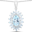 19.18 Carat Genuine Blue Topaz .925 Sterling Silver 3 Piece Jewelry Set (Ring, Earrings, and Pendant w/ Chain)