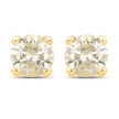0.98 Carat Genuine LB Diamond 14K Yellow Gold Earrings