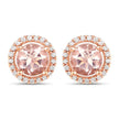 0.93 Carat Genuine Morganite and White Diamond 14K Rose Gold Earrings