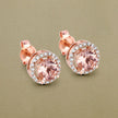 0.93 Carat Genuine Morganite and White Diamond 14K Rose Gold Earrings