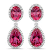 11.35 Carat Genuine Pink Topaz and White Diamond .925 Sterling Silver Earrings