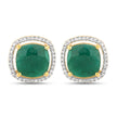 4.40 Carat Dyed Emerald and White Diamond .925 Sterling Silver Earrings
