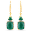 8.91 Carat Dyed Emerald and White Diamond .925 Sterling Silver Earrings