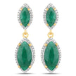 4.21 Carat Dyed Emerald and White Diamond .925 Sterling Silver Earrings
