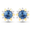 1.87 Carat Genuine Blue Sapphire and White Diamond 14K Yellow Gold Earrings