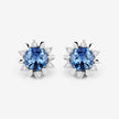 1.87 Carat Genuine Blue Sapphire and White Diamond 14K White Gold Earrings
