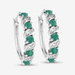 1.08 Carat Genuine Emerald and White Topaz .925 Sterling Silver Earrings