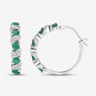 1.08 Carat Genuine Emerald and White Topaz .925 Sterling Silver Earrings