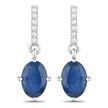 1.95 Carat Genuine Blue Sapphire and White Diamond 10K White Gold Earrings