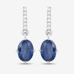 1.95 Carat Genuine Blue Sapphire and White Diamond 10K White Gold Earrings