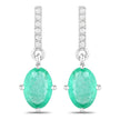 1.49 Carat Genuine Zambian Emerald and White Diamond 10K White Gold Earrings