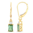 1.28 Carat Genuine Green Tourmaline and White Diamond 14K Yellow Gold Earrings