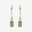1.28 Carat Genuine Green Tourmaline and White Diamond 14K Yellow Gold Earrings