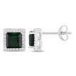 1.55 Carat Genuine Green Tourmaline and White Diamond 14K White Gold Earrings