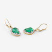 6.40 Carat Genuine Colombian Emerald and White Diamond 14K Yellow Gold Earrings