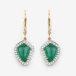 6.40 Carat Genuine Colombian Emerald and White Diamond 14K Yellow Gold Earrings