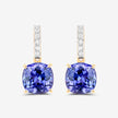 5.64 Carat Genuine Tanzanite and White Diamond 14K Yellow Gold Earrings