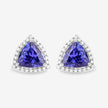 4.62 Carat Genuine Tanzanite and White Diamond 14K White Gold Earrings