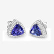 4.62 Carat Genuine Tanzanite and White Diamond 14K White Gold Earrings