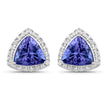 3.82 Carat Genuine Tanzanite and White Diamond 14K White Gold Earrings