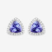 3.82 Carat Genuine Tanzanite and White Diamond 14K White Gold Earrings