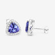 3.82 Carat Genuine Tanzanite and White Diamond 14K White Gold Earrings