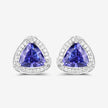 3.70 Carat Genuine Tanzanite and White Diamond 14K White Gold Earrings