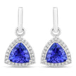 3.86 Carat Genuine Tanzanite and White Diamond 14K White Gold Earrings
