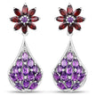 3.80 Carat Genuine Amethyst, Garnet and Amethyst .925 Sterling Silver Earrings