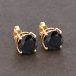 4.12 Carat Genuine Black Diamond 14K Yellow Gold Earrings
